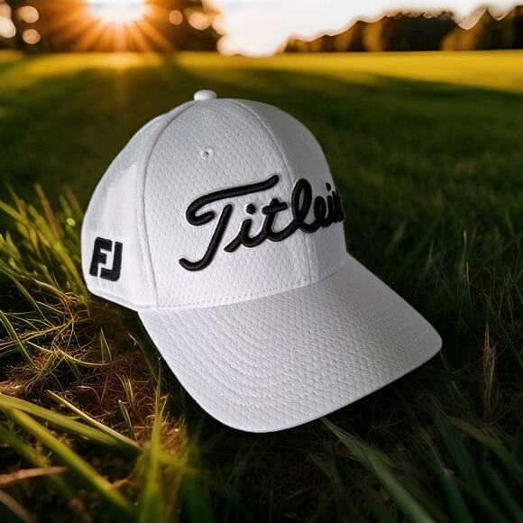 Titleist Other - Titleist Tour ELITE Golf Hat FJ Pro V1 Fitted A-Flex MED/LARGE Wht/BLK Cap